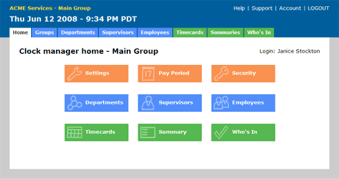 Labor Time Tracker Manager Home